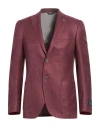 Tombolini Man Blazer Garnet Size 44 Virgin Wool, Silk, Linen In Red