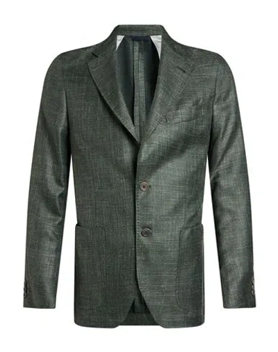 Tombolini Man Blazer Green Size 36 Wool, Silk, Linen