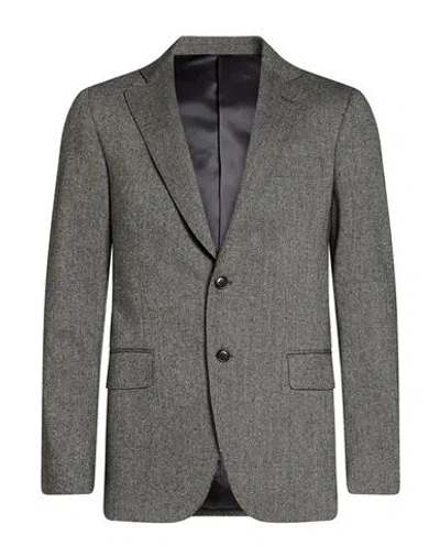 Tombolini Man Blazer Grey Size 38 Virgin Wool, Polyamide, Silk In Gray