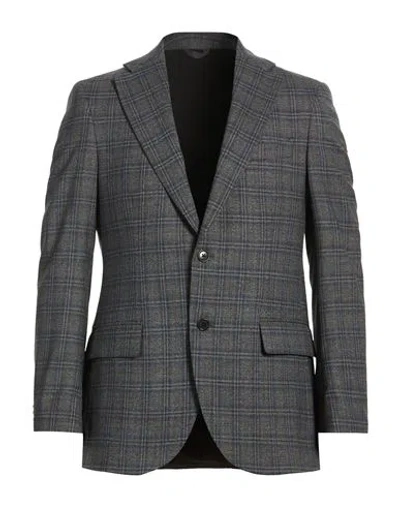 Tombolini Man Blazer Grey Size 38 Wool, Polyester, Elastane In Gray