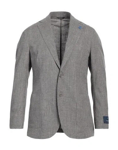 Tombolini Man Blazer Grey Size 42 Virgin Wool, Cotton, Linen, Elastane