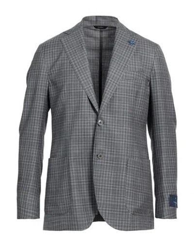 Tombolini Man Blazer Grey Size 42 Virgin Wool, Silk, Linen