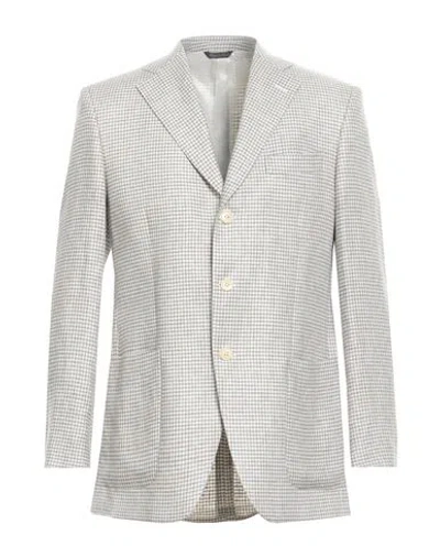 Tombolini Man Blazer Grey Size 44 Linen In White