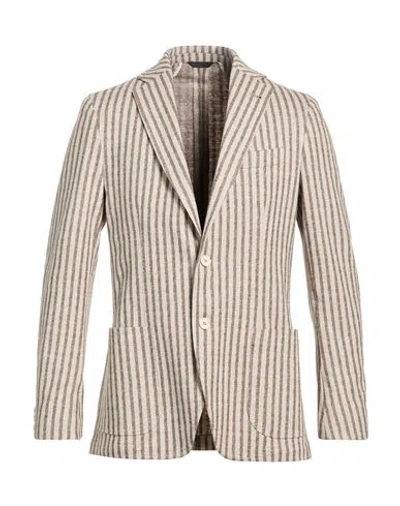 Tombolini Man Blazer Grey Size 44 Linen, Wool In Neutral