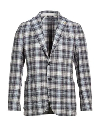 Tombolini Man Blazer Grey Size 44 Virgin Wool, Cotton, Polyamide In Multi