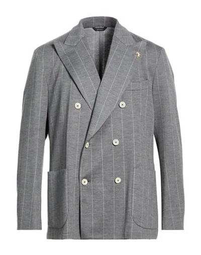 Tombolini Man Blazer Grey Size 44 Virgin Wool, Polyamide, Elastane In Black