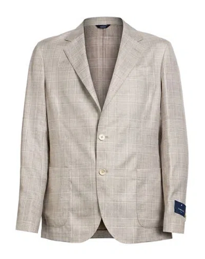 Tombolini Man Blazer Grey Size 44 Wool, Silk, Linen In Neutral