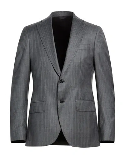 Tombolini Man Blazer Grey Size 48 Virgin Wool, Mohair Wool In Gray