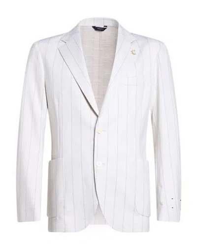 Tombolini Man Blazer Ivory Size 38 Virgin Wool, Polyamide, Elastane In White