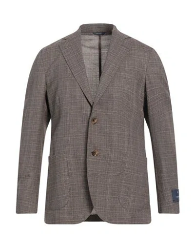 Tombolini Man Blazer Khaki Size 38 Virgin Wool In Gray