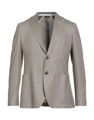Tombolini Man Blazer Khaki Size 46 Cotton In Gray