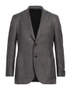 Tombolini Man Blazer Lead Size 42 Wool, Silk, Linen In Grey