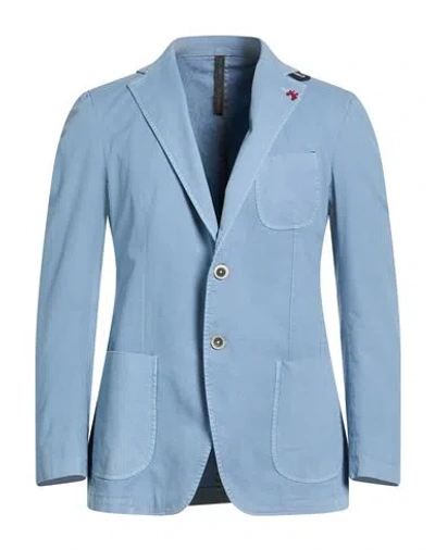 Tombolini Man Blazer Light Blue Size 38 Cotton, Elastane