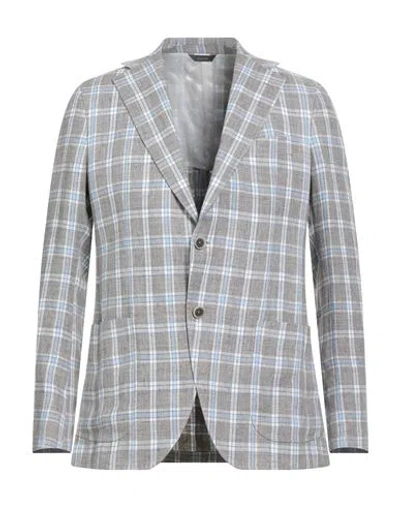 Tombolini Man Blazer Light Blue Size 44 Virgin Wool, Elastane In Gray
