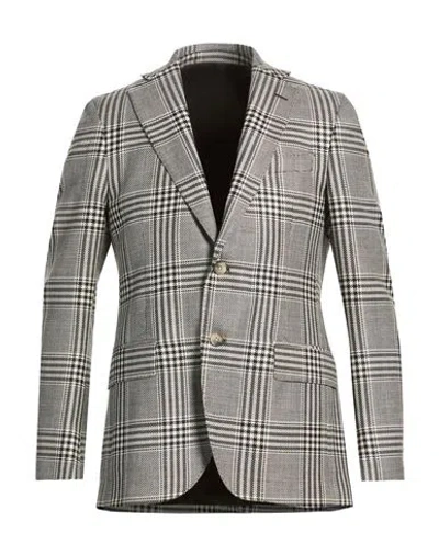 Tombolini Man Blazer Light Grey Size 48 Wool, Silk, Linen In Red