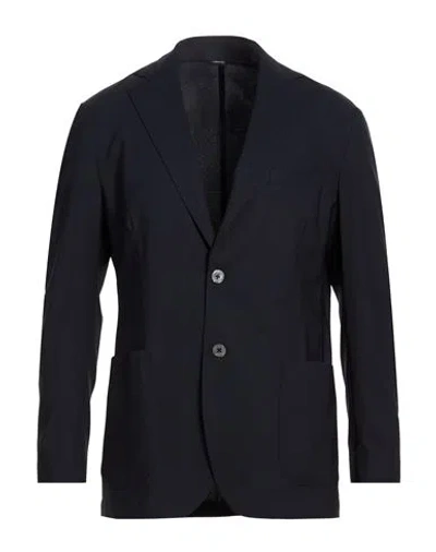 Tombolini Man Blazer Midnight Blue Size 42 Virgin Wool, Elastane In Black