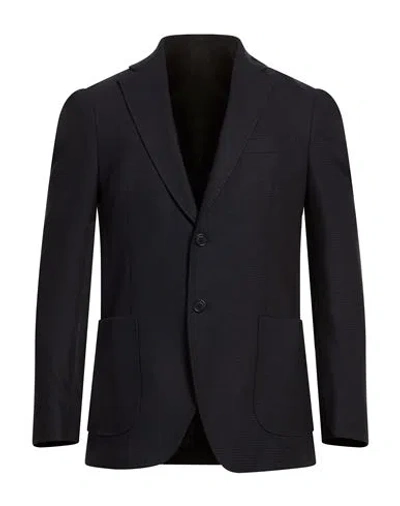 Tombolini Man Blazer Midnight Blue Size 42 Wool, Polyamide In Black