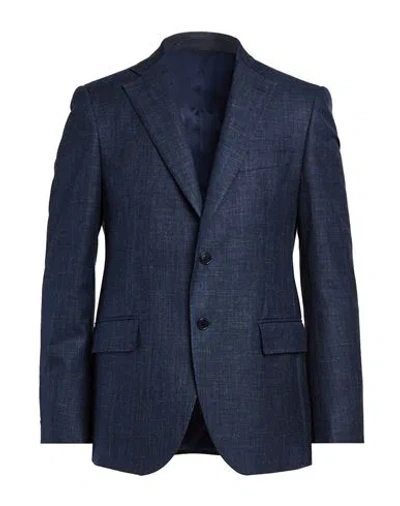 Tombolini Man Blazer Midnight Blue Size 44 Linen, Virgin Wool