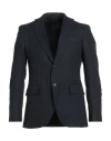 Tombolini Man Blazer Midnight Blue Size 46 Cotton, Viscose, Linen, Elastane In Black