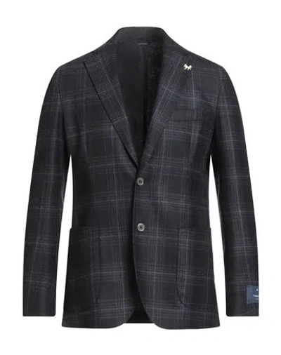 Tombolini Man Blazer Midnight Blue Size 46 Virgin Wool In Black
