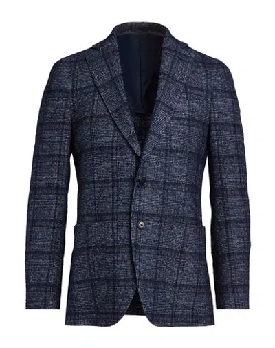 Tombolini Man Blazer Midnight Blue Size 46 Viscose, Wool, Polyester, Polyamide, Stipa Tenacissima