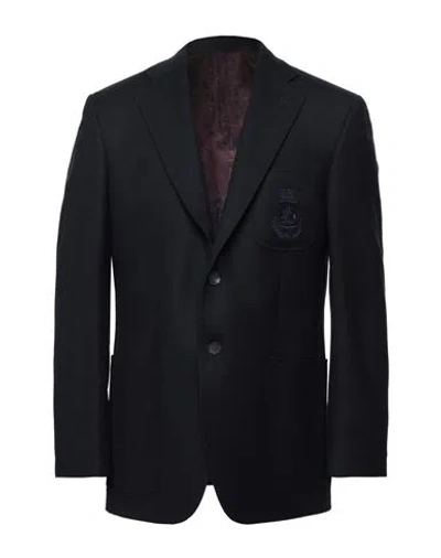 Tombolini Man Blazer Midnight Blue Size 46 Wool In Black