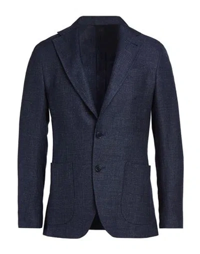 Tombolini Man Blazer Midnight Blue Size 46 Wool, Linen, Cotton