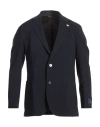 Tombolini Man Blazer Midnight Blue Size 48 Virgin Wool, Polyester, Polyamide, Elastane In Black