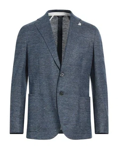 Tombolini Man Blazer Navy Size 38 Cotton, Linen In Navy Blue