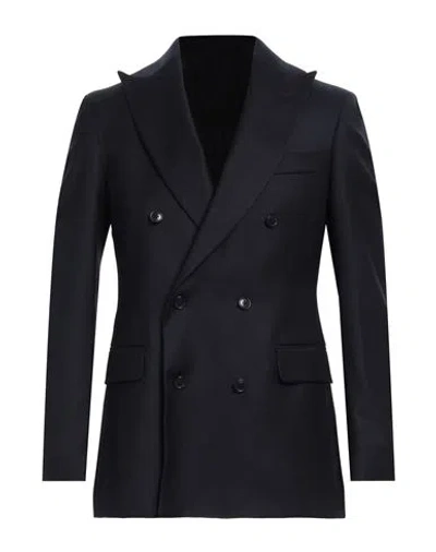 Tombolini Man Blazer Navy Size 44 Virgin Wool, Elastane In Navy Blue