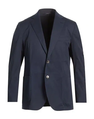 Tombolini Man Blazer Navy Size 42 Cotton, Polyamide, Elastane In Blue
