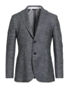 Tombolini Man Blazer Navy Size 44 Cotton, Virgin Wool, Elastane In Gray