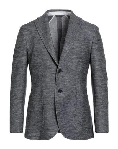 Tombolini Man Blazer Navy Size 44 Cotton, Virgin Wool, Elastane In Gray