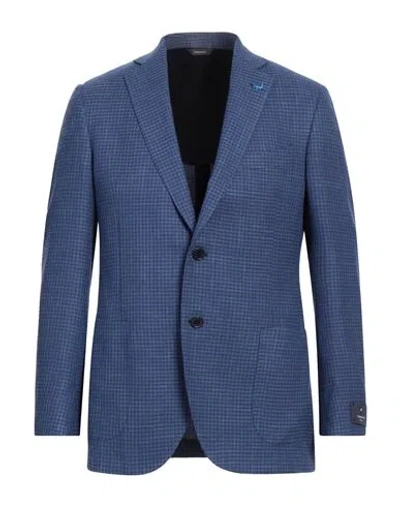 Tombolini Man Blazer Navy Size 46 Virgin Wool, Silk, Linen