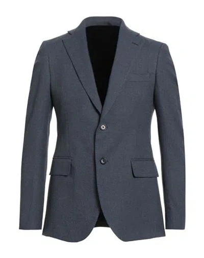 Tombolini Man Blazer Navy Size 44 Virgin Wool, Viscose In Blue