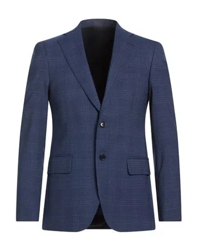 Tombolini Man Blazer Navy Size 46 Polyester, Virgin Wool, Elastane In Blue