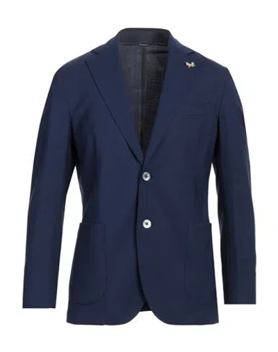 Tombolini Man Blazer Navy Size 42 Virgin Wool, Elastane In Navy