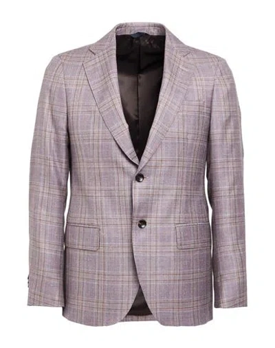 Tombolini Man Blazer Purple Size 44 Virgin Wool, Silk, Linen In Pink