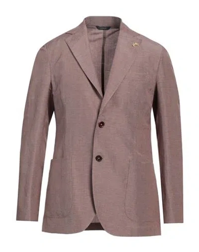 Tombolini Man Blazer Red Size 42 Linen, Silk