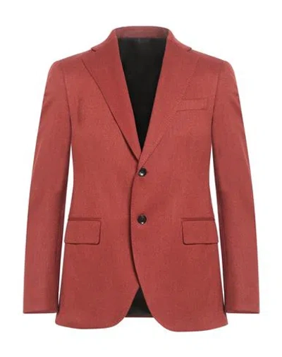 Tombolini Man Blazer Rust Size 40 Polyester, Viscose, Elastane In Red