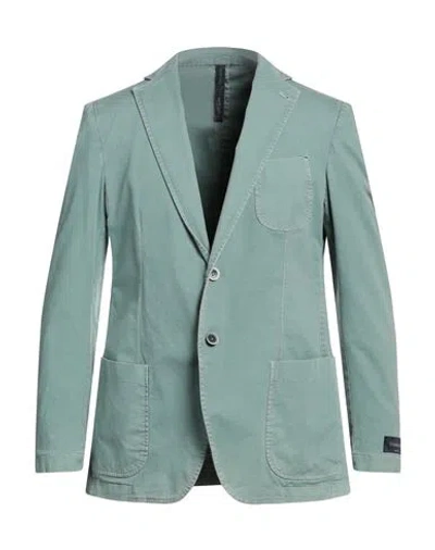 Tombolini Man Blazer Sage Green Size 40 Cotton, Elastane
