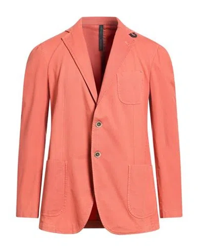 Tombolini Man Blazer Salmon Pink Size 42 Cotton, Elastane In Orange