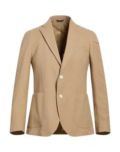 Tombolini Man Blazer Sand Size 48 Virgin Wool, Elastane In Brown