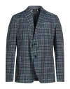 Tombolini Man Suit Jacket Slate Blue Size 38 Cotton In Blue