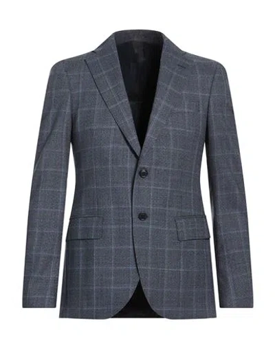 Tombolini Man Blazer Slate Blue Size 44 Virgin Wool
