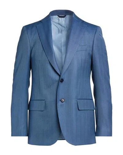 Tombolini Man Blazer Slate Blue Size 44 Virgin Wool