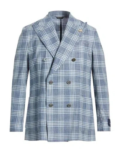 Tombolini Man Blazer Slate Blue Size 44 Wool, Cotton, Linen