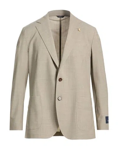 Tombolini Man Blazer Taupe Size 48 Virgin Wool, Elastane In Multi