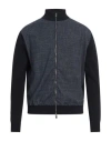 Tombolini Man Cardigan Blue Size 44 Wool, Silk, Linen, Elastane