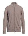 Tombolini Man Cardigan Taupe Size 46 Wool In Grey